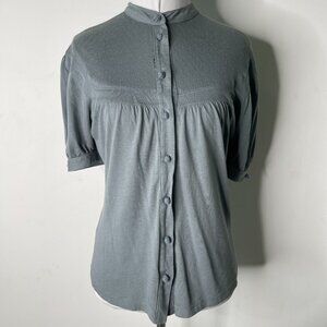 See By Chloe Women's Grey Short Sleeve Button Down Blouse Size 4 US